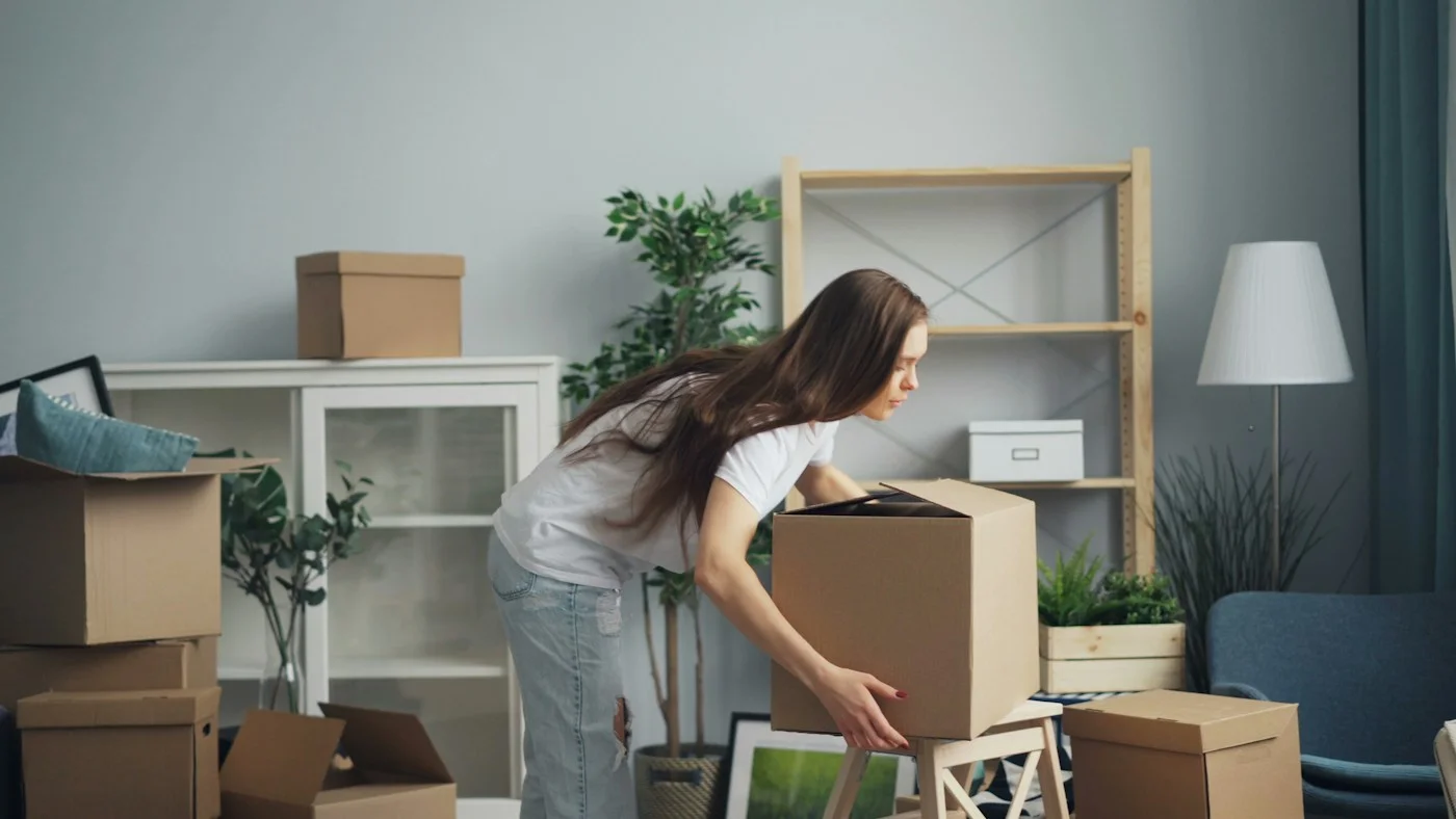 A home being prepared for moving
